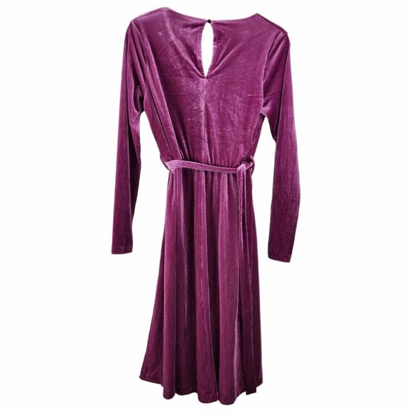 mossimo dress  v neck keyhole button back dusty mauve pink long sleeve sz XS - Picture 8 of 8